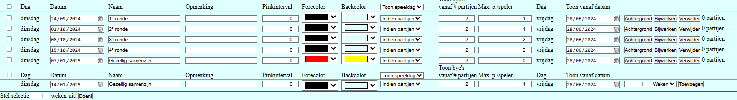 volgende ronden data